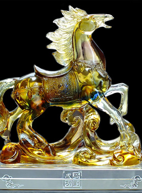 办公桌摆件男士高j档办公室琉璃工艺品小精致领导升迁礼物马到功