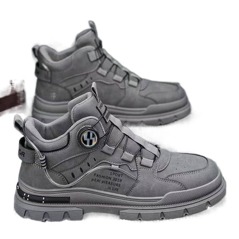 奈扶老爹男鞋冬季运动防滑耐磨增高青少年厚底休闲鞋子加绒马丁靴 - 图0