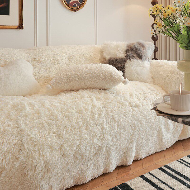 奶油风冬季毛绒沙发巾新款简约全包沙发垫盖布巾单三人直排套罩毯,淘宝优惠券,粉丝福利购,淘宝优惠卷