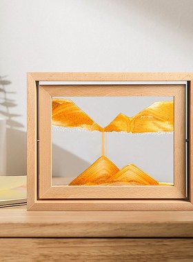 流沙画摆件客厅电视柜办公室装饰品生日解压轻奢家居实木相框饰品