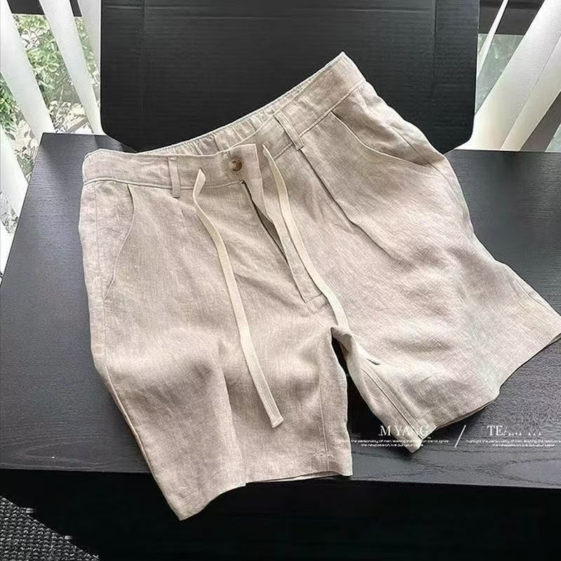 2025亚麻休闲男装短裤男士新款夏季薄款潮流宽松五分裤老钱风,淘宝优惠券,粉丝福利购,淘宝优惠卷