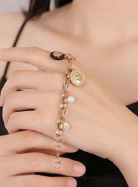 【毛晓彤同款】RC Retro Chic意大利复古时尚首饰 玳瑁金币手链女