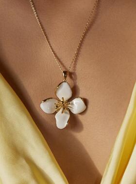 【女神礼物】RC Retro Chic意大利复古首饰 白色四瓣花吊坠大款