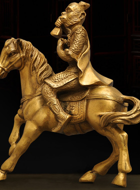 纯铜马上封侯摆件马上有钱马w上发财办公室寓意招财马摆件风水装