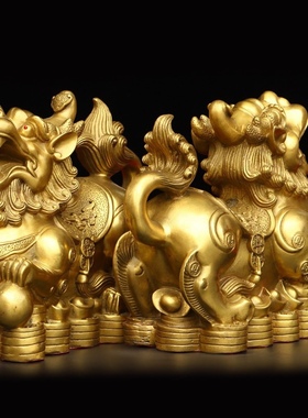 招财纯铜貔貅摆件一对皮丘客厅公司店铺乔迁送礼大号貔恘开业摆设