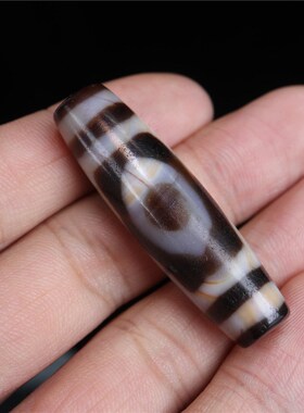 老台湾工艺细腻满风化纹佛心三眼锁骨天珠吊坠西藏老至纯工艺三眼