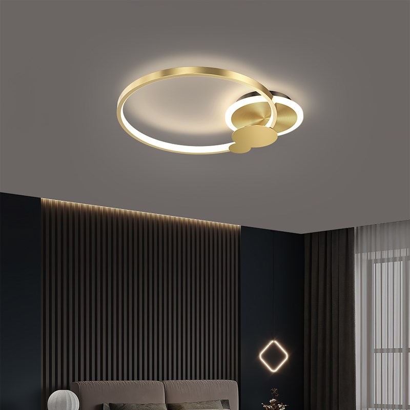 轻奢全铜卧室吸顶灯后现代简约房间书房高档水晶北欧超薄led灯具 - 图0