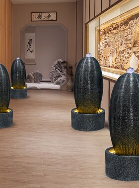 招财福蛋流水喷泉客厅循环办公室简约造景装饰室内加湿器落地摆件