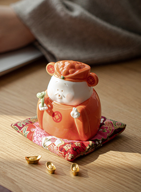 久造陶瓷小财神爷招财摆件创意家居玄关工艺品装饰店铺开业送礼品