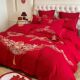 Chinese style wedding bedding four-piece set red dragon and E phoenix embroidered quilt cover wedding celebration quilt for wedding preparations