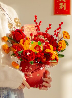 喜花 I 手工扭扭棒抱抱花桶成品diy材料包送朋友开业乔.迁入宅礼