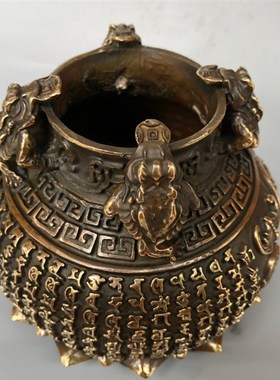 铜金蟾聚宝盆摆件四方纳财铜缸家居存钱罐店铺办公铜工艺开业礼品