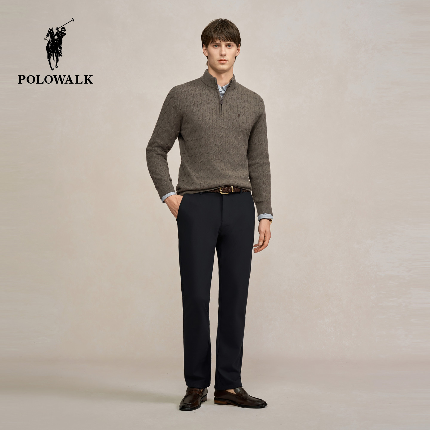 POLOWALK男式休闲裤2025秋冬裤新品商务通勤直筒加绒柔软长裤子男,淘宝优惠券,粉丝福利购,淘宝优惠卷