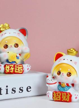 创意可爱招财乖乖猫树脂工艺品摆件汽车摇头桃花运小猫咪车内装饰