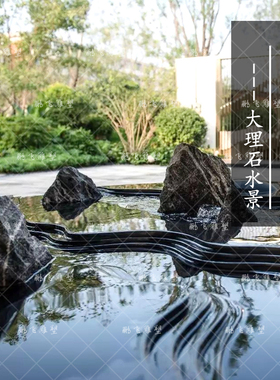 石雕水景大理石水钵流水喷泉水系摆件酒店黑山石钵涌Y泉庭院水景