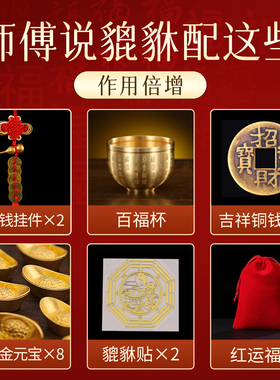 貔貅摆件公母一对黄铜聚财