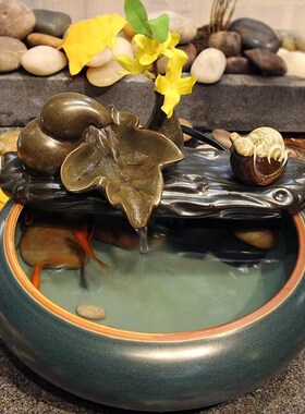 USB蓄电池充电流水摆件不插电流水摆件不插电水X循环送礼招财