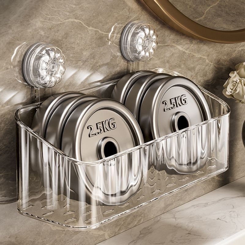 废弃洗脸巾收纳盒卫生间厕所浴室壁挂梳子棉柔巾收纳筐吸盘置物架 - 图1