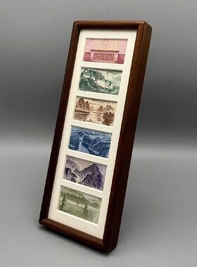 六连框黑胡桃相框增运多金画框摆台钱币人民币装饰画轻奢简约立式