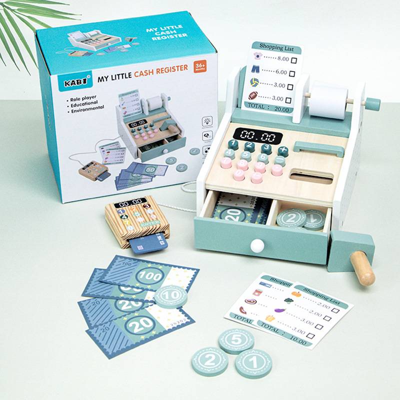 Cross-border children's educational simulation cash register play house supermarket shopping baby educational early education wooden toy set