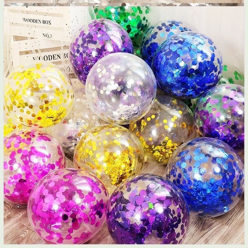 气球生日装饰场景布置结婚礼波波球亮片透明珠光粉色网红汽球派对 - 图1