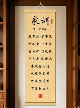 曾国藩十六字家训语录挂画书房客厅沙发背景墙装饰励志实木挂轴画