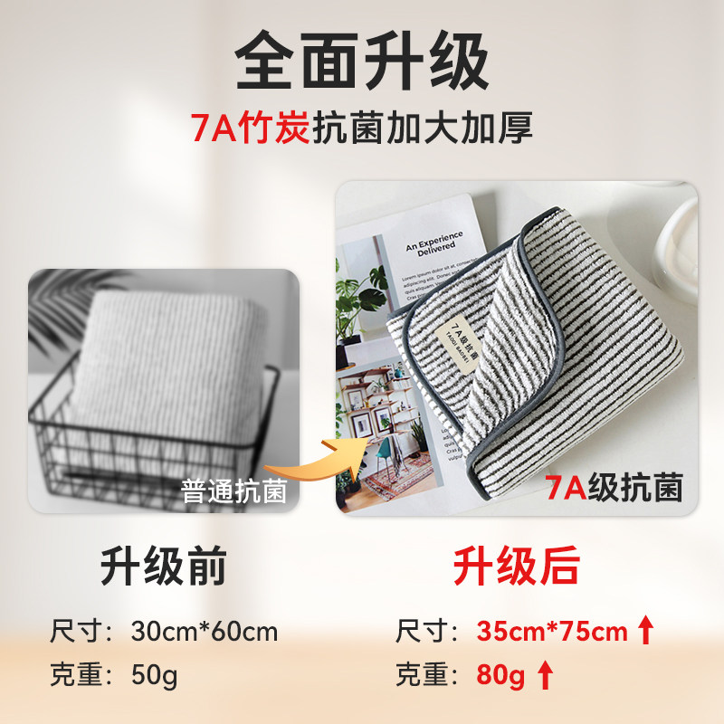 竹炭7A抗菌毛巾柔软情侣亲肤成人家用洗脸吸水婴幼儿女士速干大号