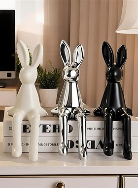 高级感坐姿兔子酒柜电视柜台面摆件轻奢客厅餐边玻璃柜装饰品