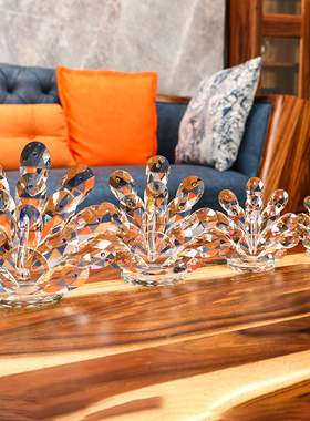 水晶孔雀生日结婚乔迁礼物客厅酒柜办公室礼品摆件创意家居装饰品