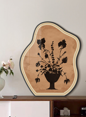 《瓶花剪影》中古风卧室桌面摆件装饰画法式复古花卉床头斗柜摆画