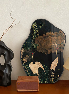 《青竹白鹤》中古风客厅装饰画电视柜桌面摆件高级感新中式装饰品