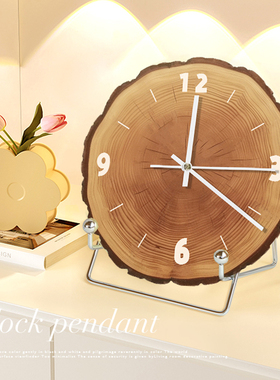 现代简约餐厅艺术钟表摆台式装饰品2025新款创意静音时钟摆件画