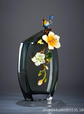 甄选李家匠 玻璃花摆件现简约客厅插花装饰品档餐桌轻奢大花