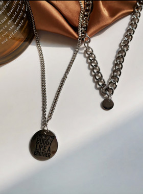 欧美风大气街拍颈链个性时尚字母吊坠项链简约双层嘻哈锁骨链