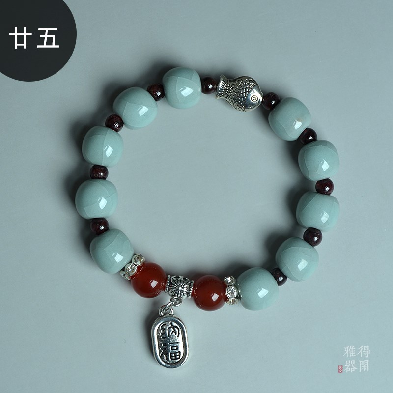 中秋佳节情侣礼品汝瓷手串珠陶瓷手链男士中式女士中国风汝窑念珠 - 图2