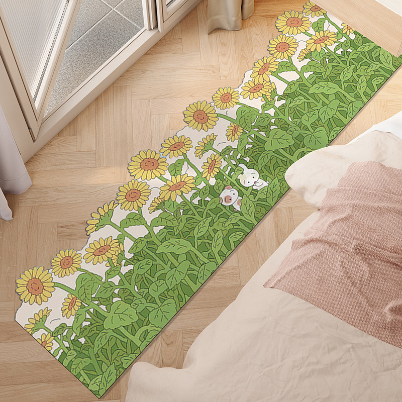 Pastoral style bedroom B bedside mat anti-fall and dirt-resistant PVC carpet children's room tatami wipeable no-wash non-slip foot mat