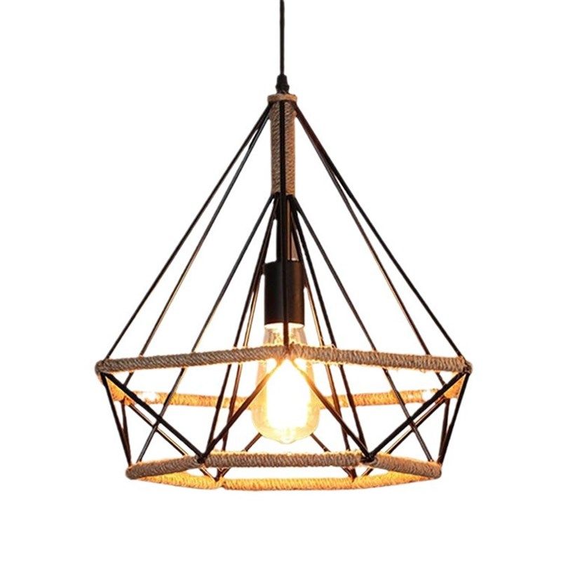 美式乡村麻绳灯具复古工业风简约个性钻石吧台铁艺酒吧餐厅吊灯,淘宝优惠券,粉丝福利购,淘宝优惠卷
