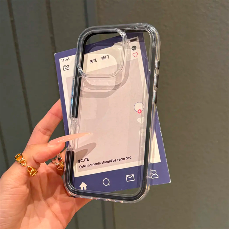 高颜值透色新款适用苹果16pro手机壳iPhone17max小米15华为mate70pura80k60nova13Reno14荣耀100vivox200s30 - 图0