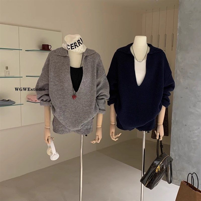 自在起居 松弛感羊毛大V领坑条针织衫短裤休闲套装女秋,淘宝优惠券,粉丝福利购,淘宝优惠卷