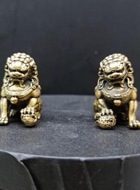 黄石狮子门一对小号家用看门镇宅家HHN居铜狮子墩铜饰品摆件风装