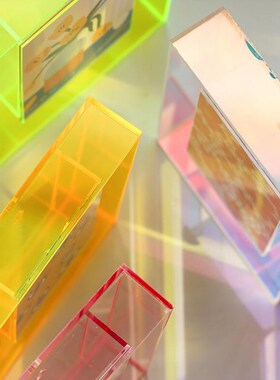 ins风亚克力透明l炫彩画框桌面摆台装裱挂墙照片相框A4海报展示架