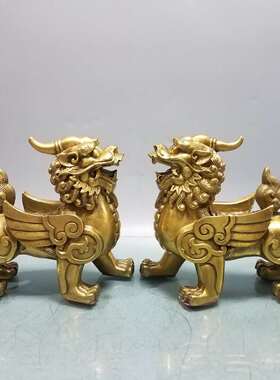 纯铜貔貅摆件一对招财y聚财皮丘客厅办公室装饰品