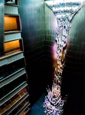 简约玻璃钢大厅景观室内酒v店大堂水滴流水摆件落地工艺品定制玄