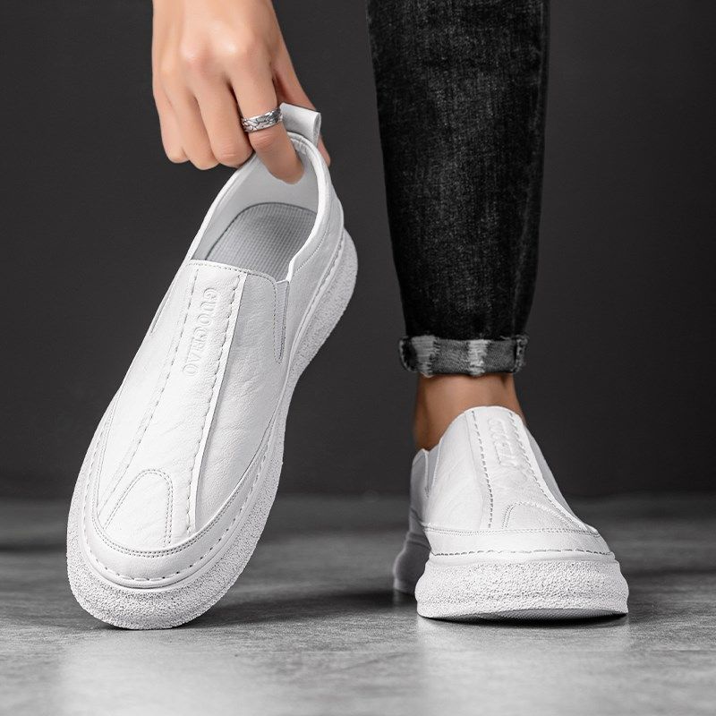 男鞋2024新款潮流懒人休闲皮鞋豆豆鞋一脚蹬O板鞋春夏季开车小白,淘宝优惠券,粉丝福利购,淘宝优惠卷