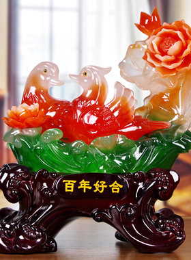 朋友结婚礼品新婚庆创意礼物鸳鸯摆件一对家居卧室新房装饰品摆设