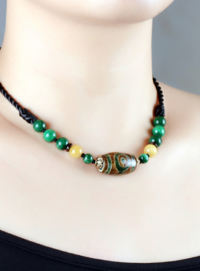 民族风女士锁骨项链短款天珠配饰简约时尚百搭装饰品复古脖子颈链