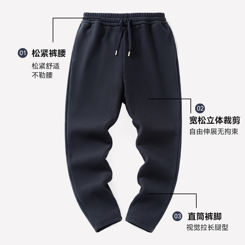 红豆羊毛蚕丝保暖卫裤男2025秋冬新款男士休闲百搭宽松防寒休闲裤