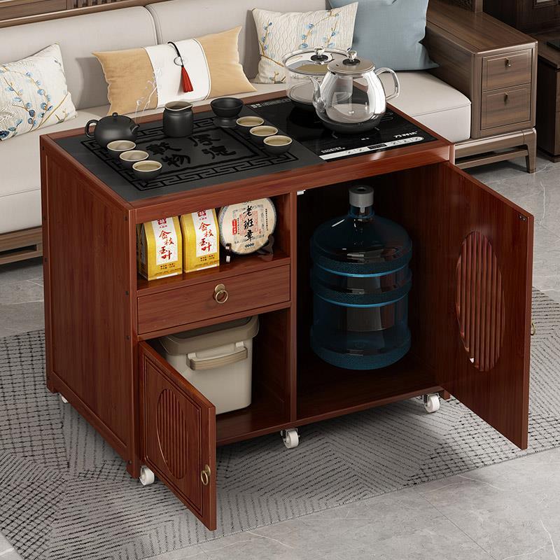 移动茶台小茶桌家用中式茶水柜茶车带轮茶几功夫茶具套装烧水一体 - 图0