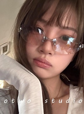 金丝辣妹无框墨镜女款2025新款级感嘻哈潮酷街拍蹦迪太阳眼镜男