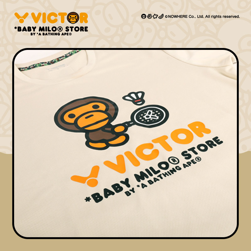 VICTOR威克多胜利羽毛球服透气短袖BABY MILO安逸猿联名款T-503BM,淘宝优惠券,粉丝福利购,淘宝优惠卷